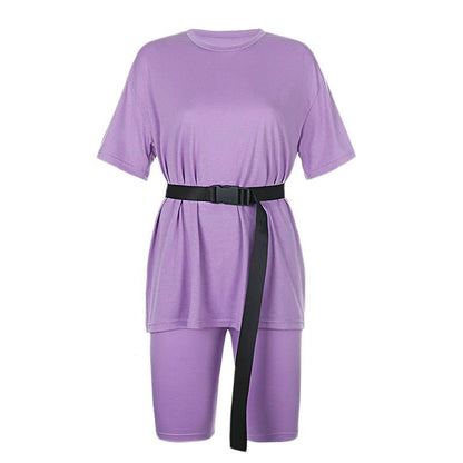 Tie Dye Biker Shorts set Purple Set With Blet XL
