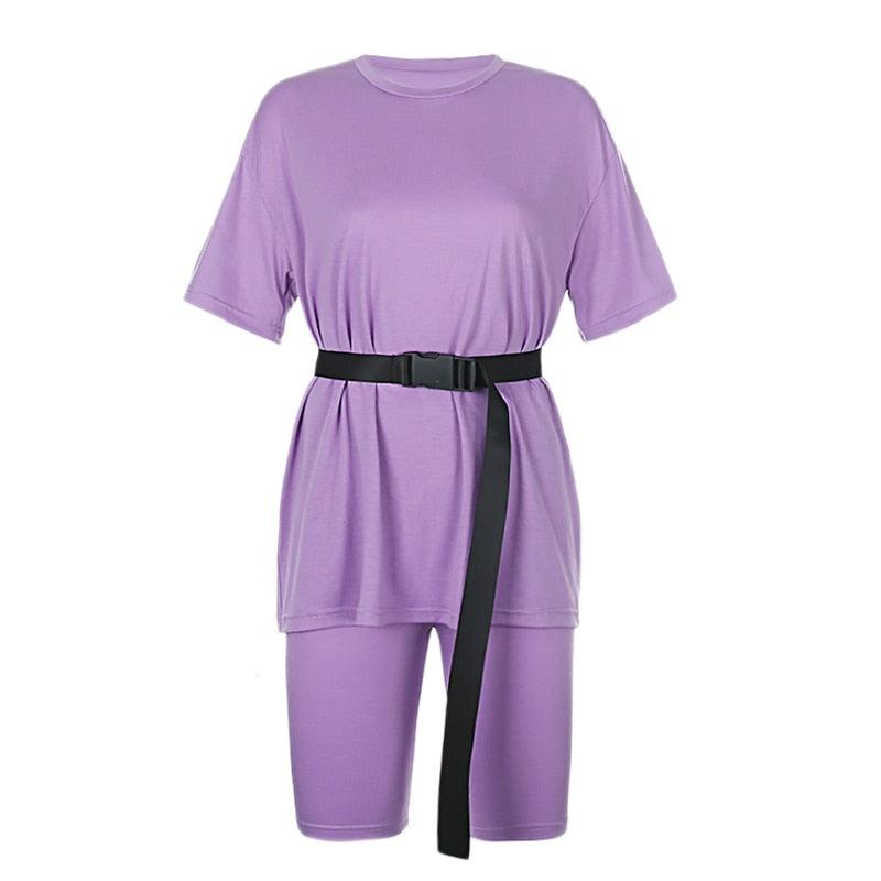 Tie Dye Biker Shorts set Purple Set With Blet L