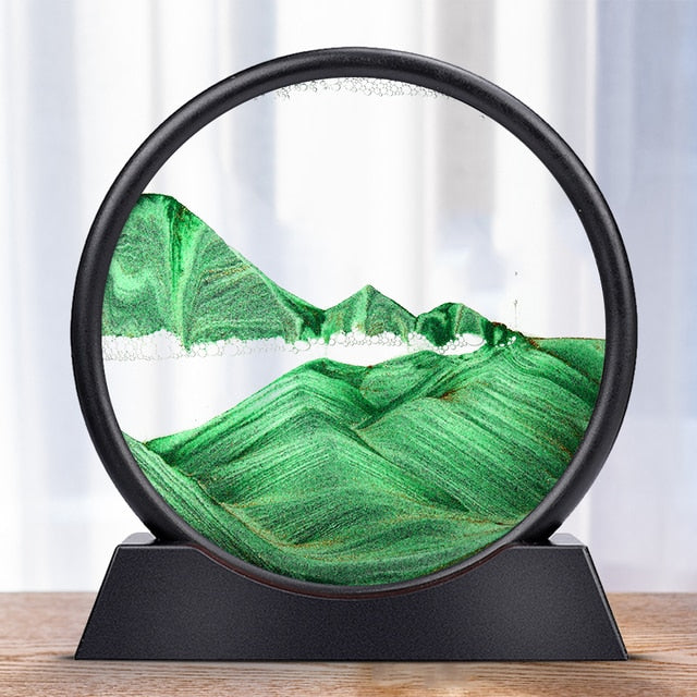 3D Hourglass Deep Sea Sandscape In Motion Green 7 inch
