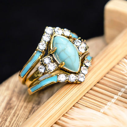 Achieving Dreams Turquoise Ring Set Gold 7