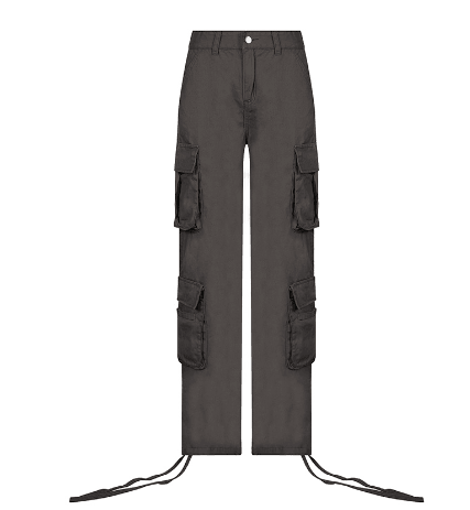Cargo Solid Baggy Pants Gray Style 1
