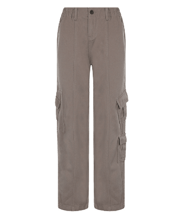 Cargo Solid Baggy Pants Khaki Style 3