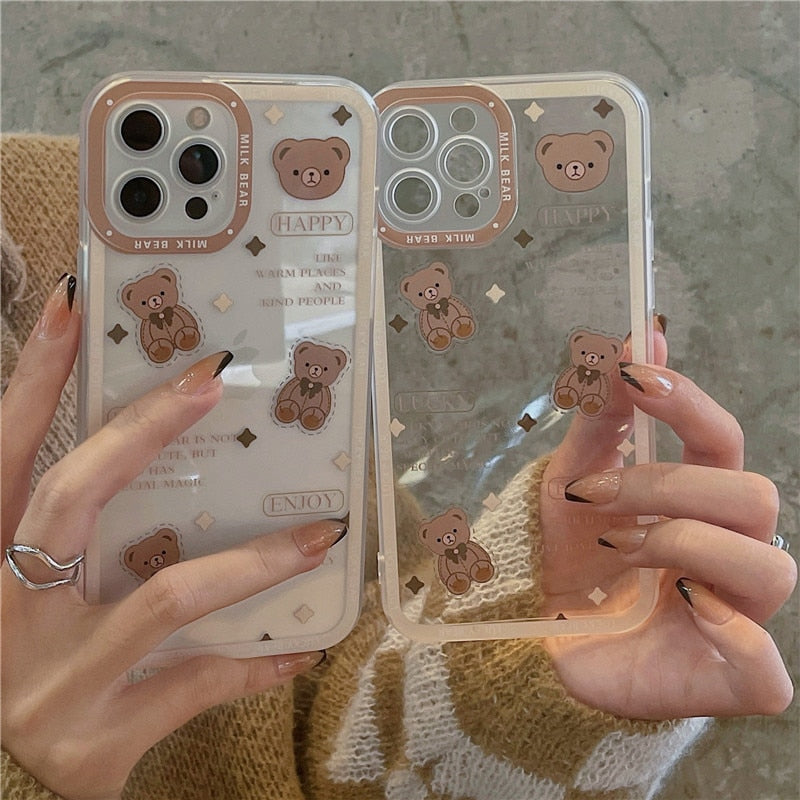 Chocolate Bear Art Transparent Phone Case