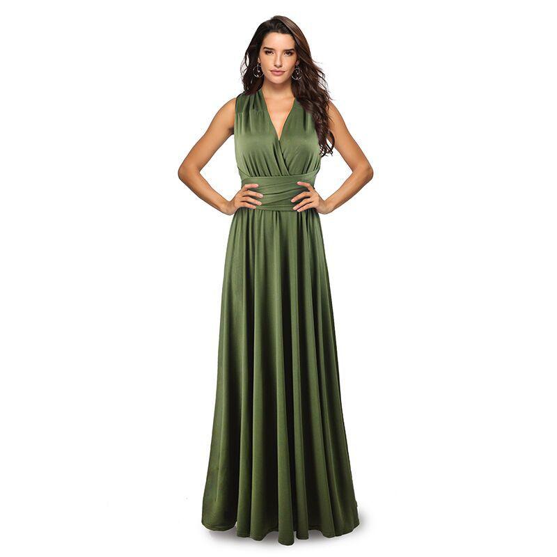 Convertible Boho Maxi Club Red Dress Army Green