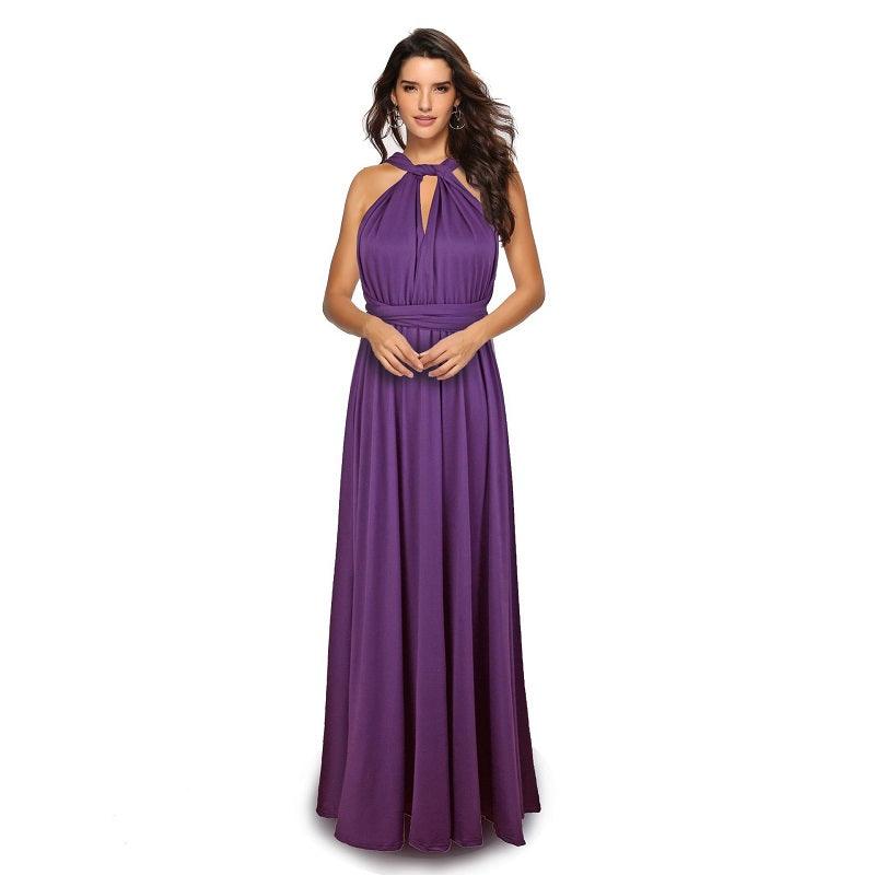 Convertible Boho Maxi Club Red Dress Grape Purple