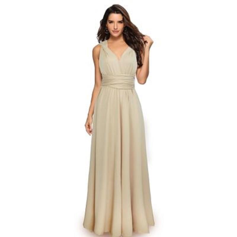 Convertible Boho Maxi Club Red Dress Champagne