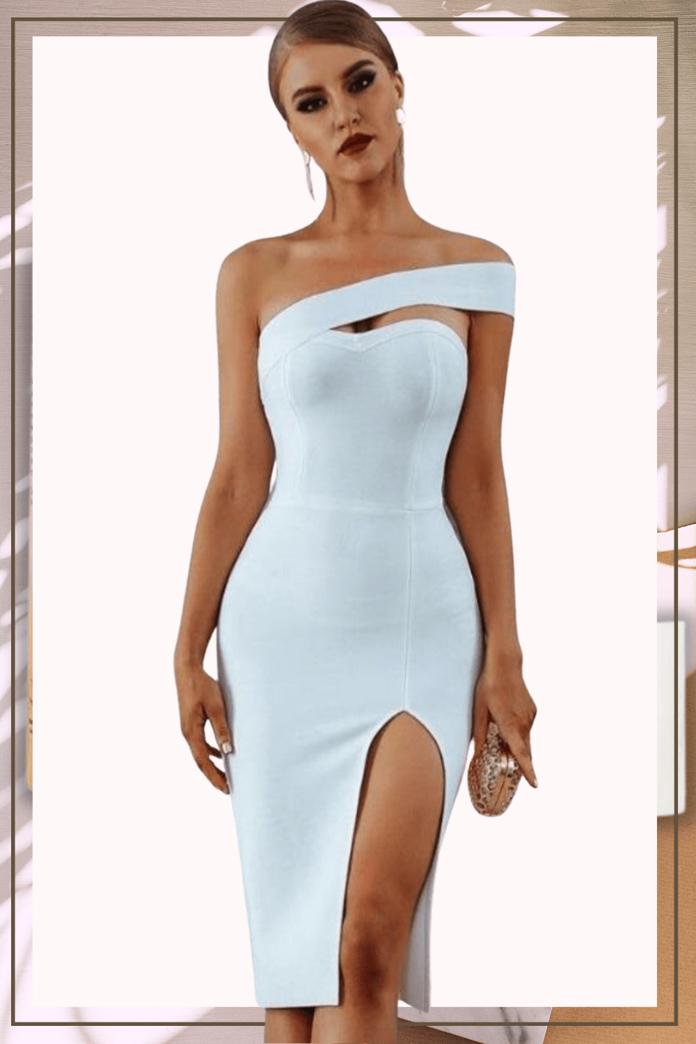 Delicate Diva High Slit Off The Shoulder White Bodycon Midi dress White S