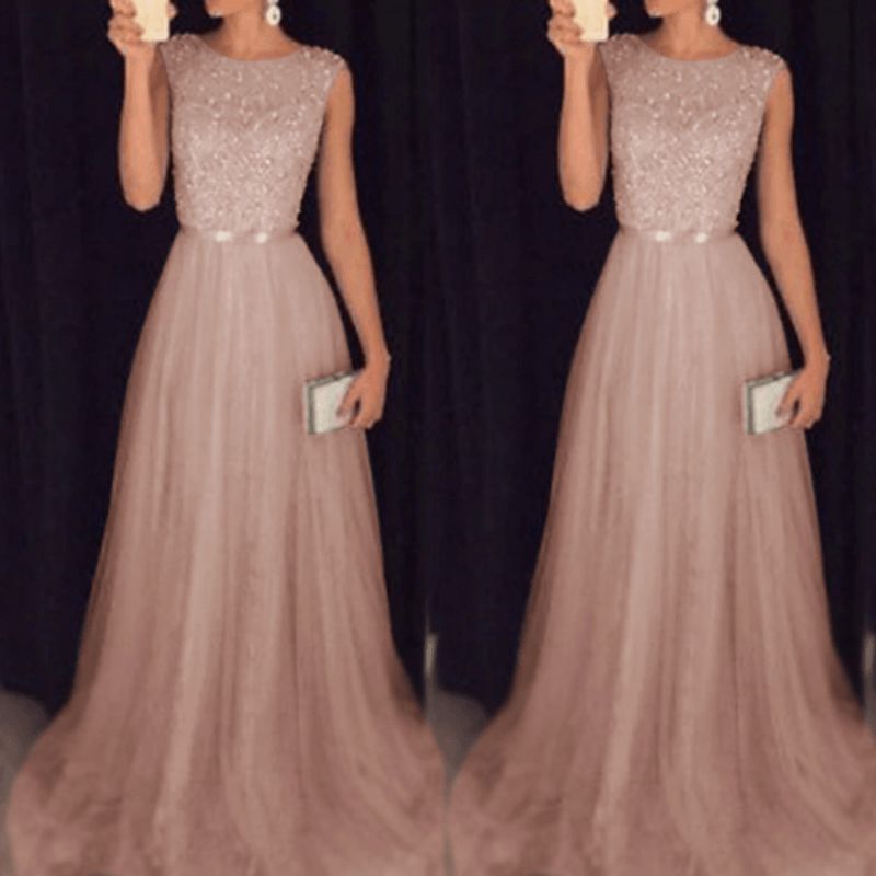 Elegant Prom Dress 2023 - Evening Gowns Sequin Dress Nude