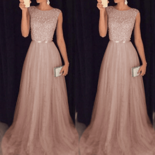 Elegant Prom Dress 2023 - Evening Gowns Sequin Dress Nude