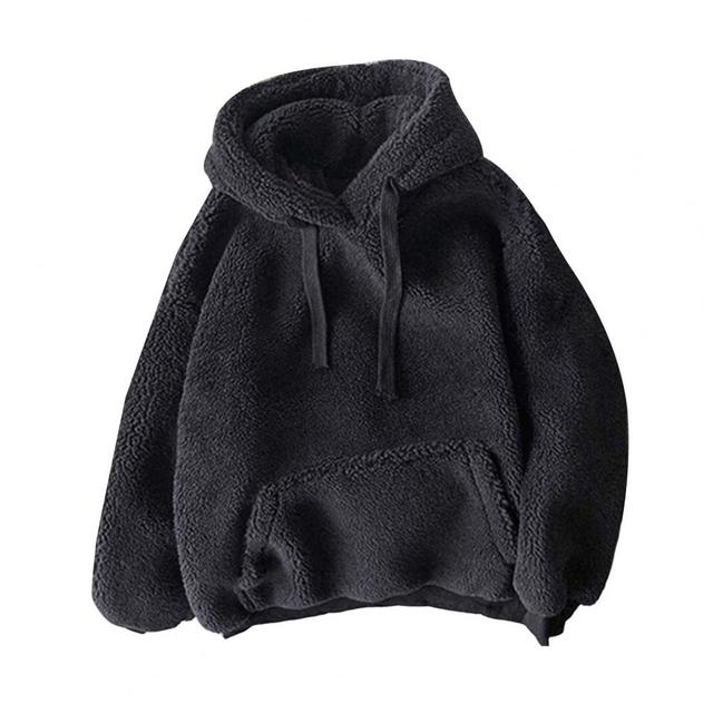 Furry Loose Fluffy Lady Hoodies Black L