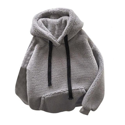 Furry Loose Fluffy Lady Hoodies Grey 2XL