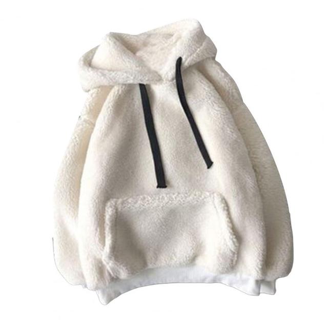 Furry Loose Fluffy Lady Hoodies Beige M