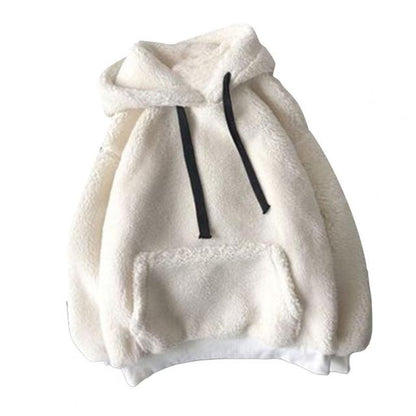 Furry Loose Fluffy Lady Hoodies Beige M