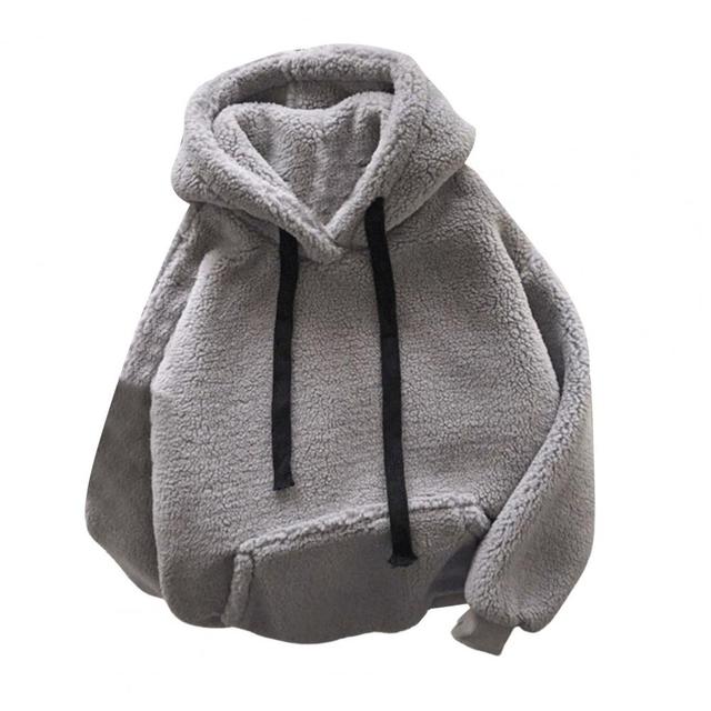 Furry Loose Fluffy Lady Hoodies Grey L