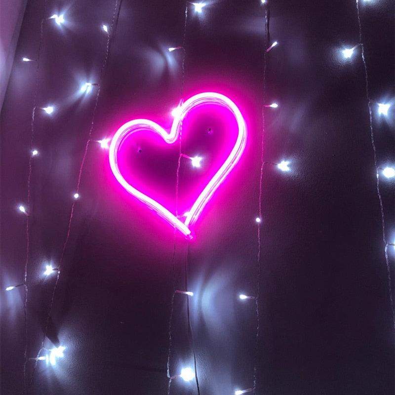 Heart Shape Neon Sign Wall Hanging Light