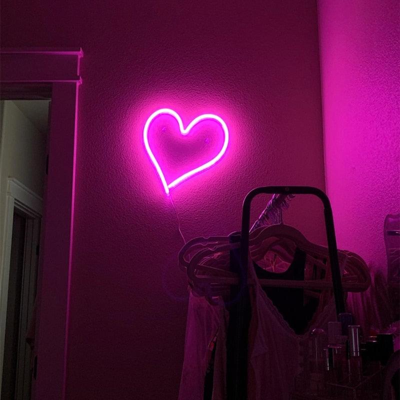 Heart Shape Neon Sign Wall Hanging Light