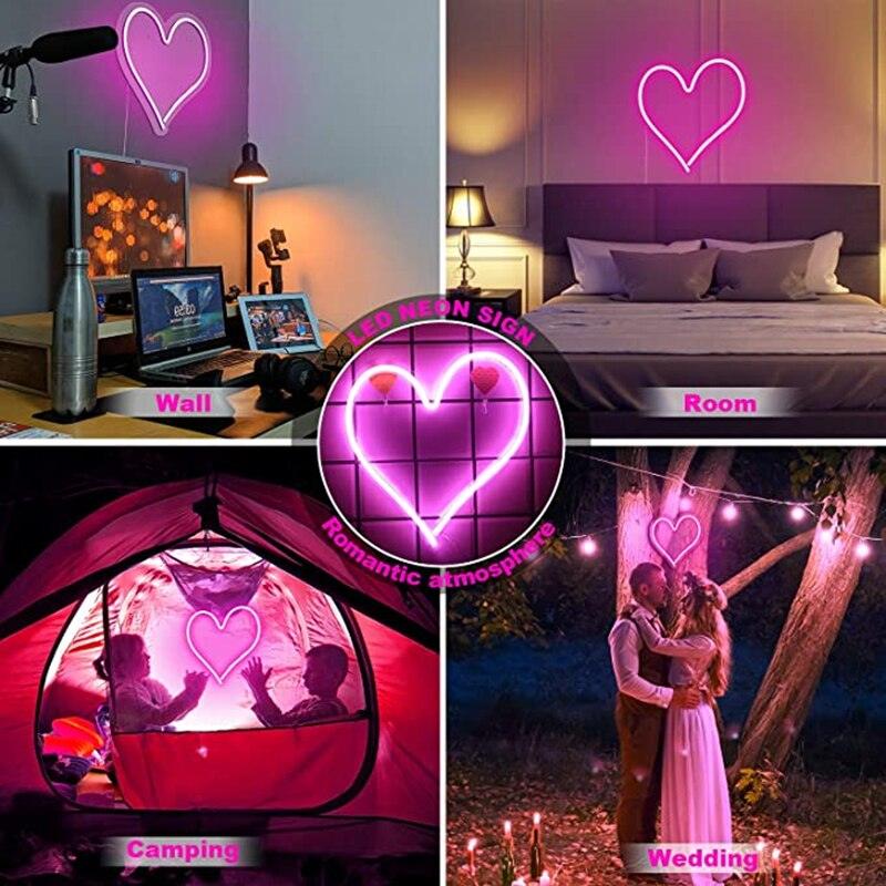 Heart Shape Neon Sign Wall Hanging Light