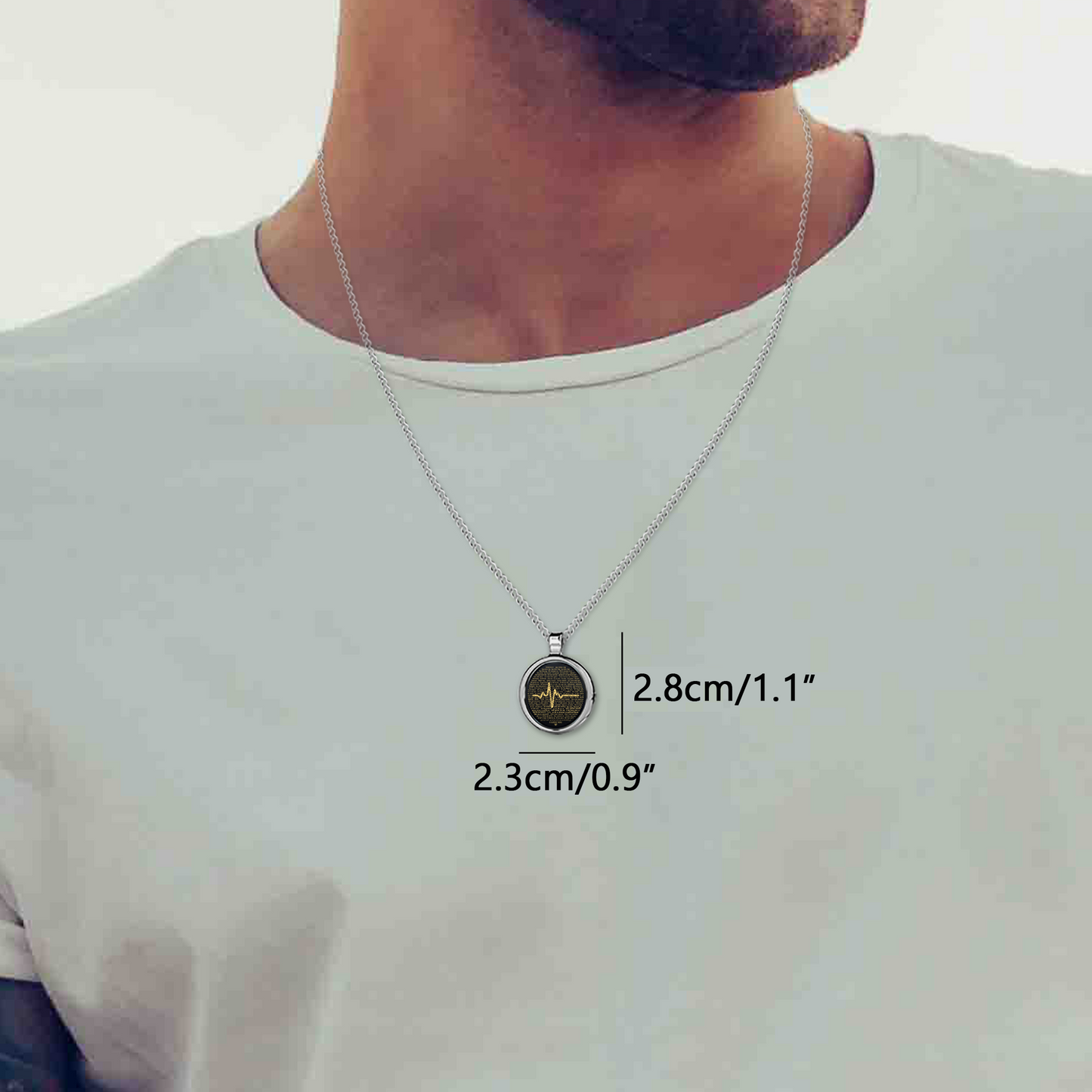 His Heartbeat of Love Necklace Over 100 Languages I Love You Pendant