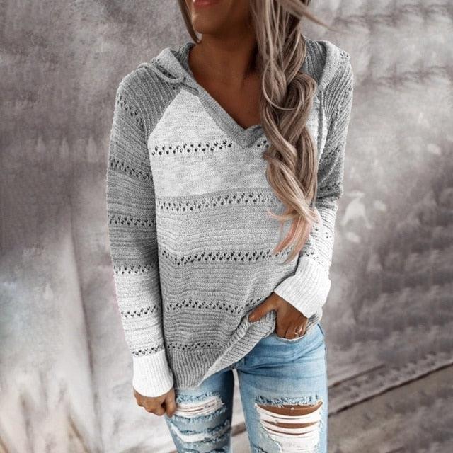 Hooded Long Sleeve Sweater GREY 3XL