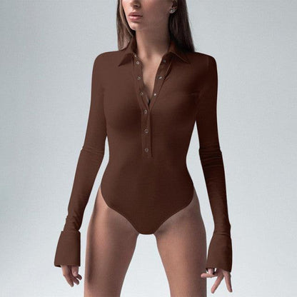 Long Sleeve Bodysuit Brown S