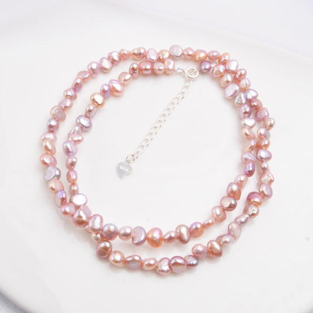 Natural Freshwater Pearl Necklace purple 42cm