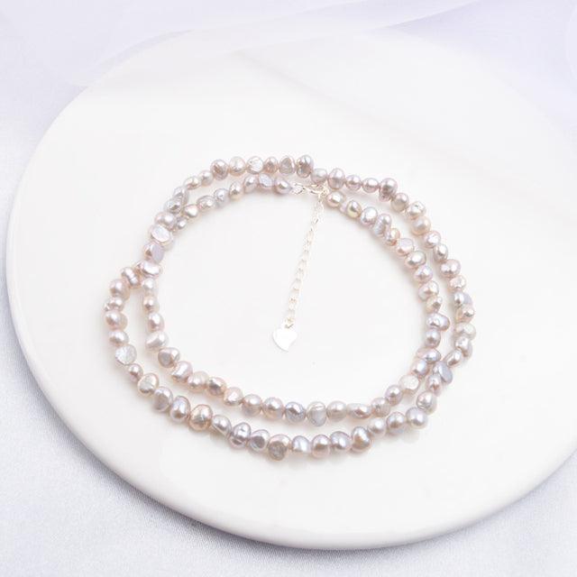 Natural Freshwater Pearl Necklace Gray 42cm