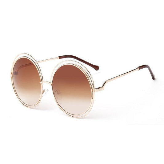 Oversized lens Mirror Brand Designer Rose Gold Sunglasses Lady Cool UV400 Women Sun Glasses Female Vintage Round Big