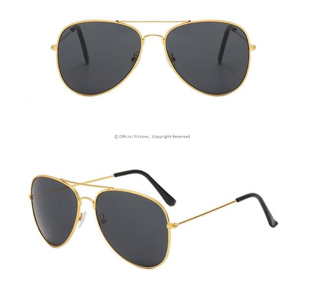 Polarized Classic Aviation Sunglasses Gold Grey Metal