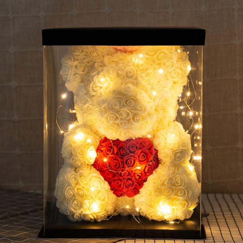 Rose Teddy Bear Rose Led White White