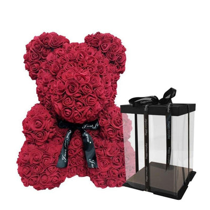 Rose Teddy Bear Rose 25cm with box Dark Red