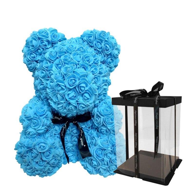 Rose Teddy Bear Rose 25cm with box Blue