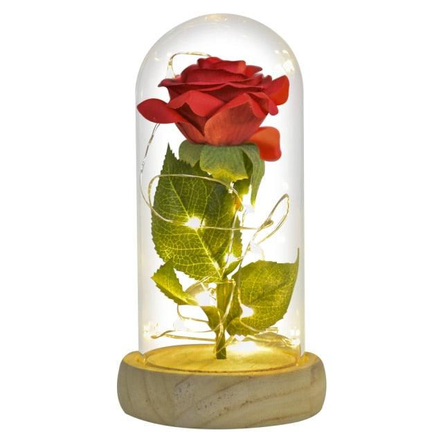 Roses In Glass Silk Rose-Red 1