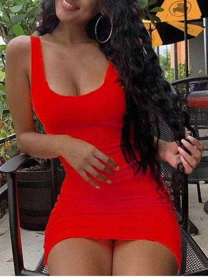 Sleek Bodycon Dress Red XL