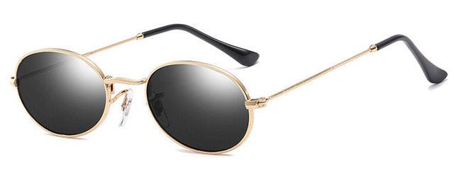 Small Oval Mirror Sunglasses For Women Pink Luxury Men Brand Designer Eyewear Shades Ladies Alloy Sun Glasses UV400 Eyegla gold gray