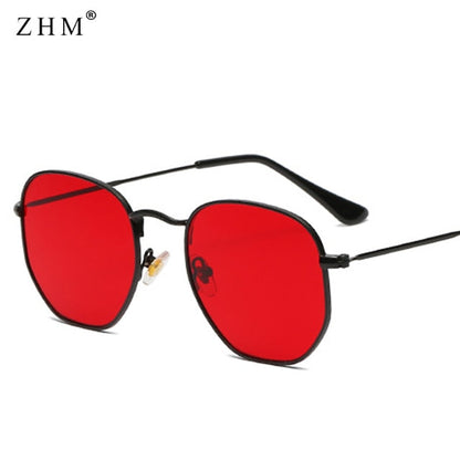 Square Metal Frame Sunglasses c4 Black Red As Picture