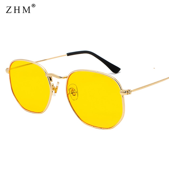 Square Metal Frame Sunglasses c9 Gold Ocean Yellow As Picture