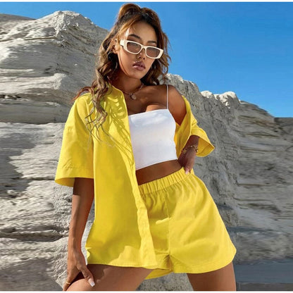 Style Shorts and Shirt Set M Amarelo