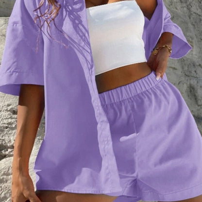 Style Shorts and Shirt Set M Roxo