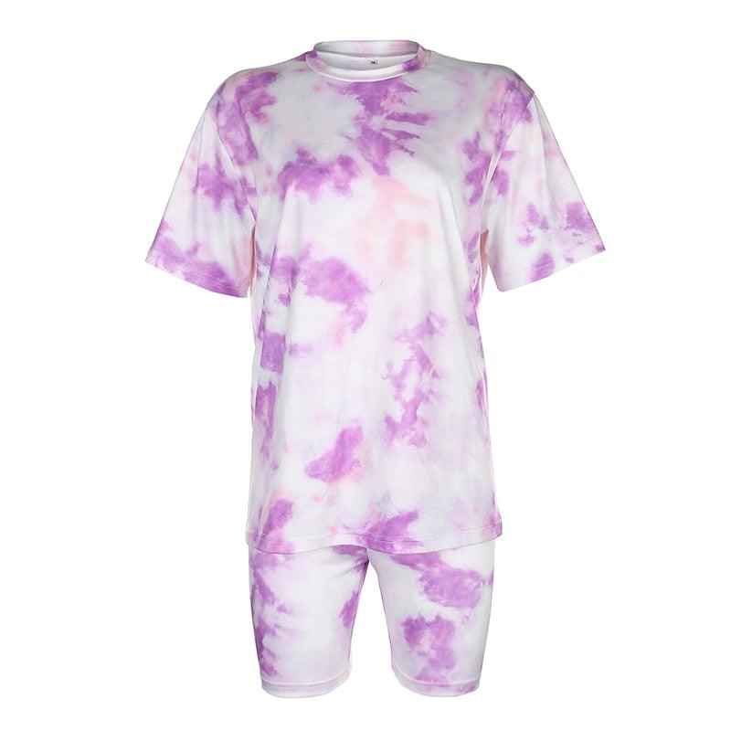 Tie Dye Biker Shorts set Purple Set L