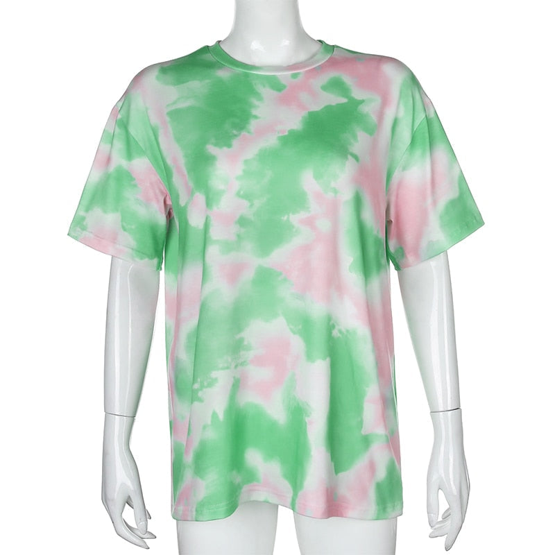 Tie Dye Biker Shorts set Only Green Top S