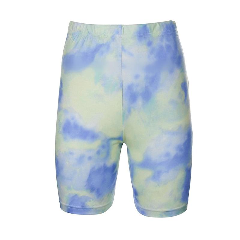 Tie Dye Biker Shorts set Only Blue Shorts L