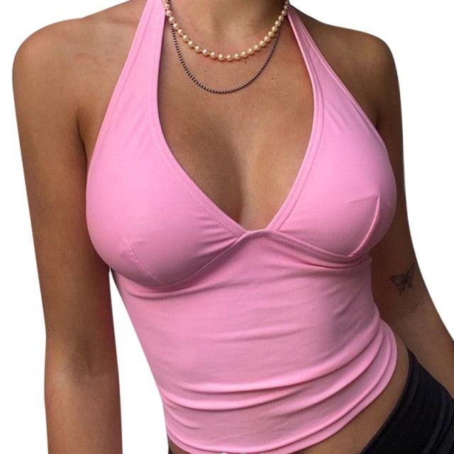 V-Neck Tank Top Pink M