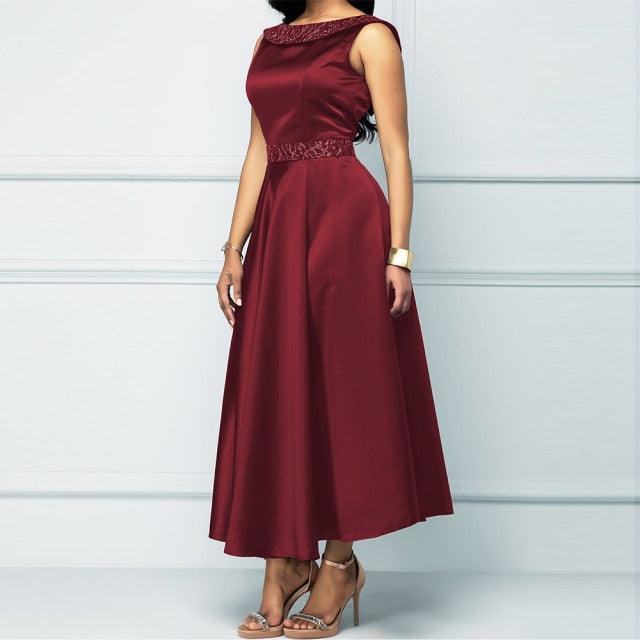 Vintage Elegant Sleeveless Dress wine XXL
