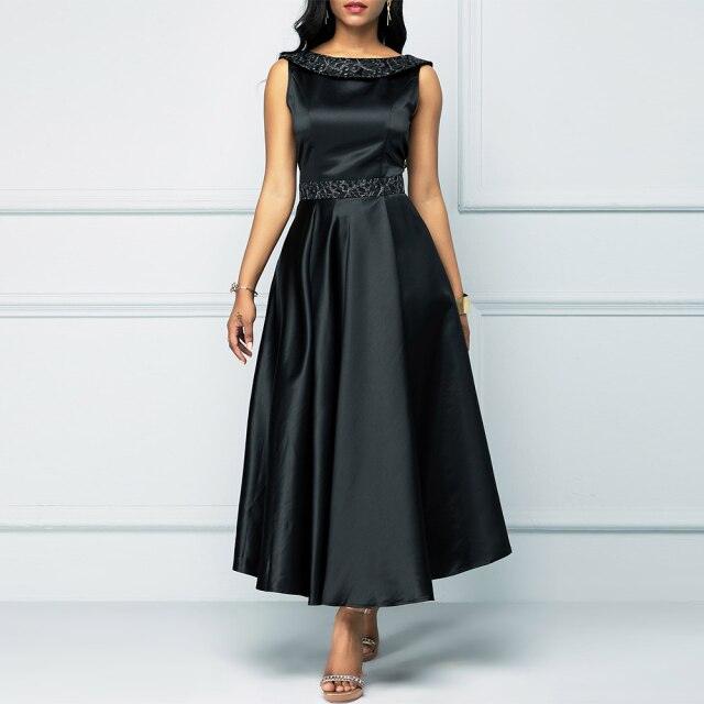 Vintage Elegant Sleeveless Dress black S