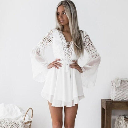 White Hollowed Dress White
