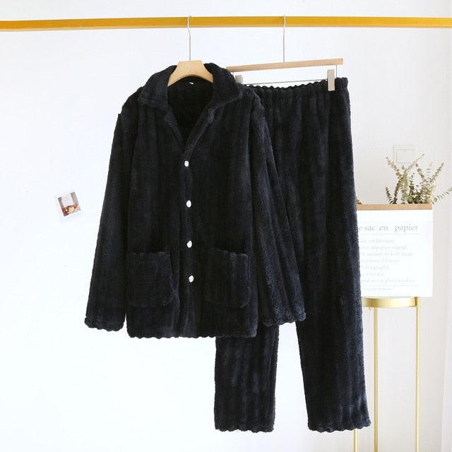 Winter Couple Pajamas Suit Black (men) M