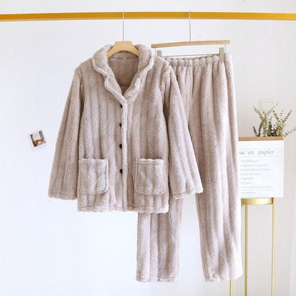 Winter Couple Pajamas Suit Light brown (women) XL