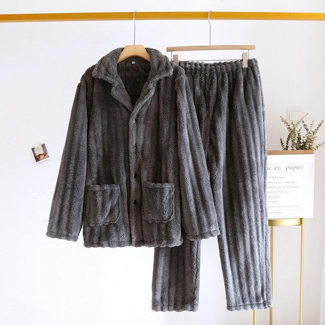 Winter Couple Pajamas Suit Dark grey (men) M