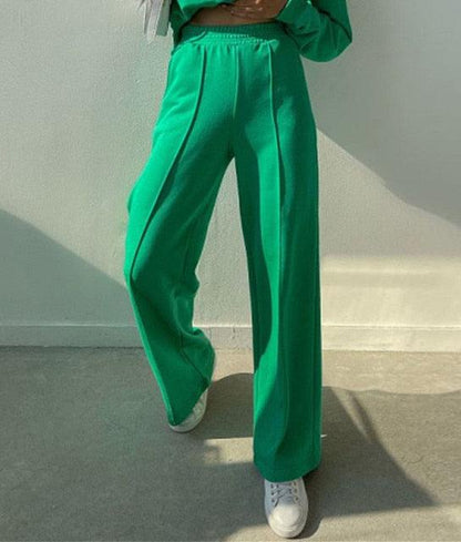 Winter Women Tracksuit Set Green Pants M