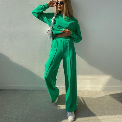 Winter Women Tracksuit Set Green Suit L